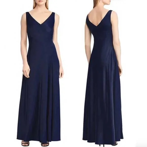 Ralph Lauren Debbyann Gown Size 2 Elegant Evening / Formal Dress Blue
